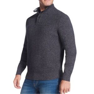 Chaps men’s dark gray knit cotton button up turtleneck pullover sweater small